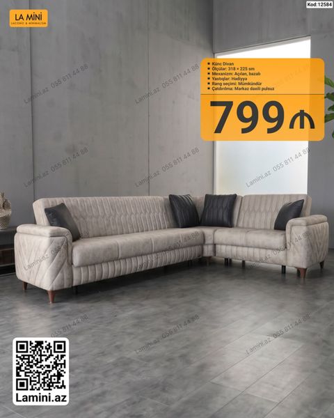 Künc Divan – La Mini (Kod: 12584) - Ölçü: 318 225 sm - Mexanizm — Bakı