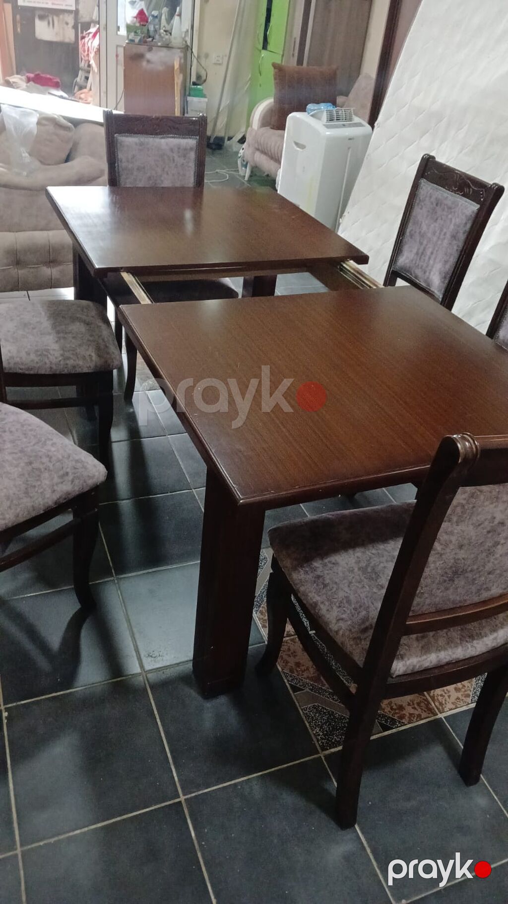 Qonaq otağı üçün, İşlənmiş, Açılan, Dördbucaq masa, 6 stul — Masalar və stullar, Bakı (3)