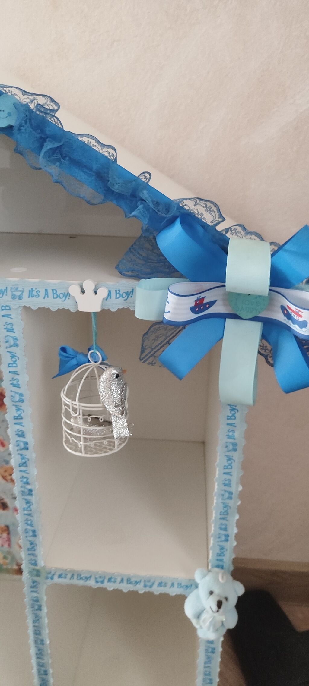 Uşaq üçün dekorativ “It’s a Boy mövzulu ev formasında təşkilatçı/raf — Mebel, Bakı (3)