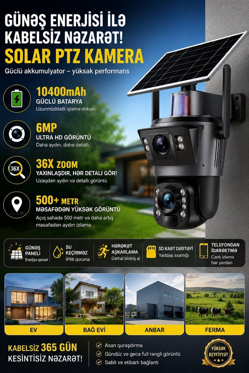 Ubox 36X Solar Kamera 4G — Ağıllı ev və təhlükəsizlik, Bakı
