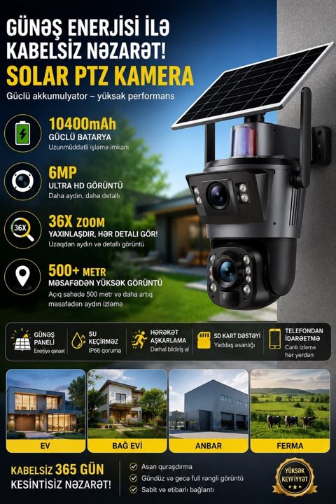 Ubox 36X Solar Kamera 4G — Bakı