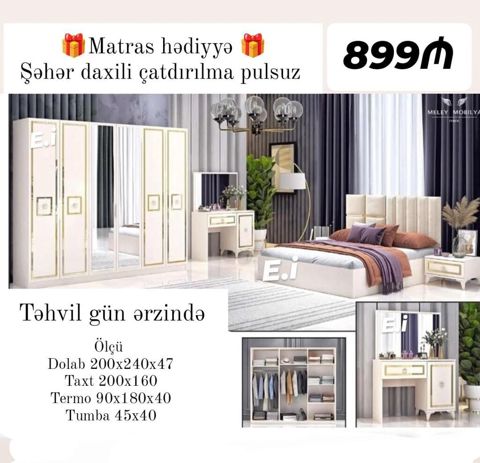 Yataq otağı dəsti Dəst tərkibi: - 6 qapılı dolab, güzgülü bölmə ilə — Mehdiabad