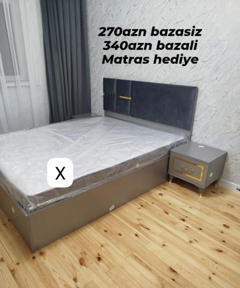 Mebel dəsti – iki variantlı çarpayı və tumba - Rəng: boz/qrifi — Bakı