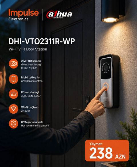 Dahua WiFi Video Domofon 2MP DHI-VTO2311R-WP IP65 — Bakı