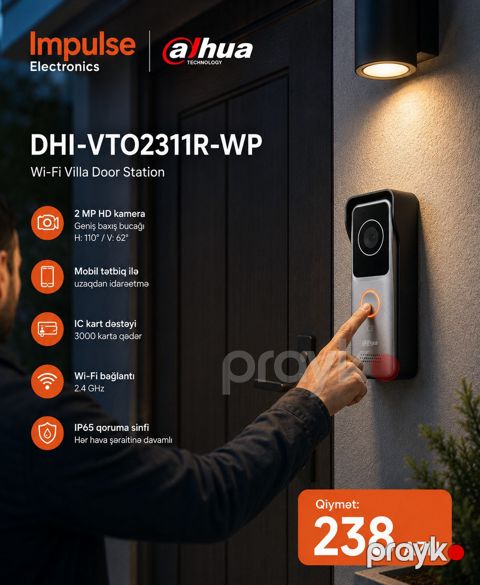 Dahua WiFi Video Domofon 2MP DHI-VTO2311R-WP IP65 — Bakı