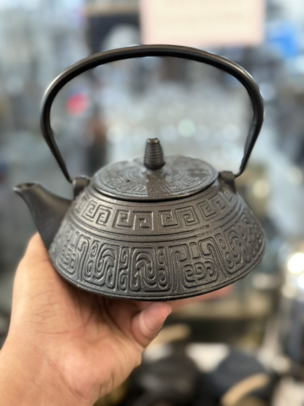 Dəmir çaydan (Tetsubin üslubunda) – dekorativ relyef naxışlı model — Çaynikler və qəhvə qabları, Bakı (6)