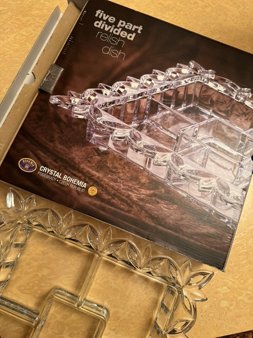Crystal Bohemia “Five Part Divided Relish Dish” – Çexiya istehsalı — Süfrə qabı, Saray (3)