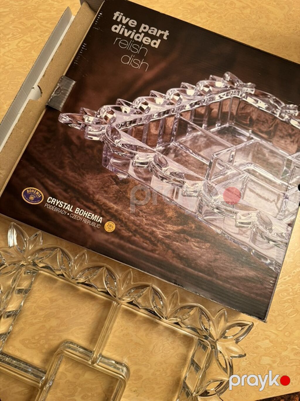 Crystal Bohemia “Five Part Divided Relish Dish” – Çexiya istehsalı — Süfrə qabı, Saray (3)