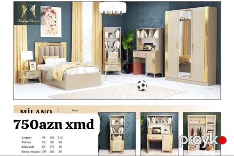 Milano gənc otağı mebel dəsti Komplekt tərkibi və ölçülər