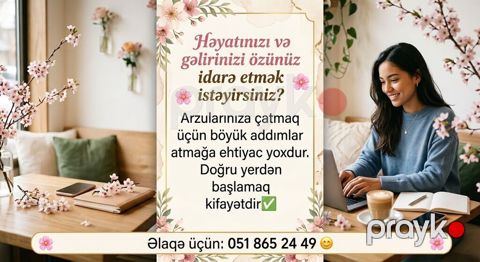 Onlayn gəlir və şəxsi inkişaf proqramı Təsvir: - Evdən və ya — Bakı