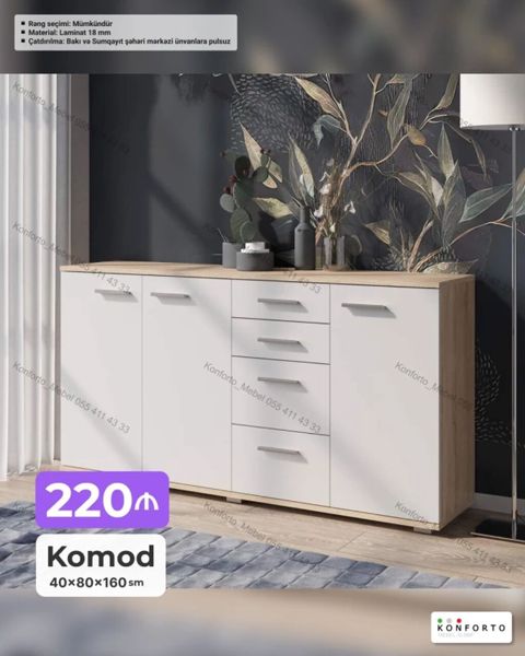 Komod – 40×80×160 sm - Model: geniş tutumlu komod - Ölçülər — Bakı