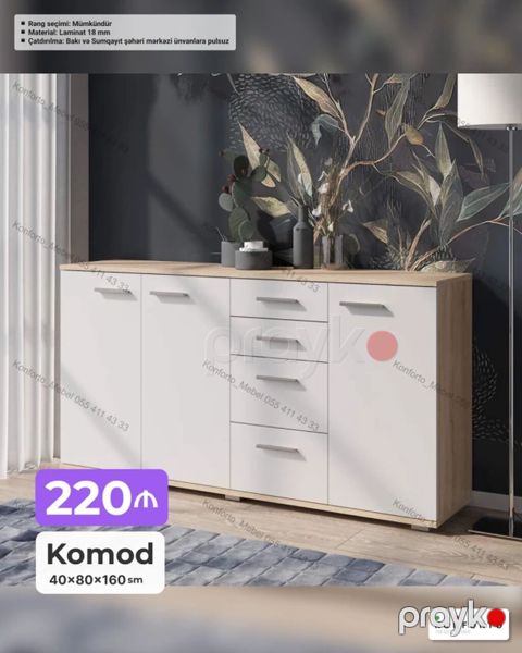 Komod – 40×80×160 sm - Model: geniş tutumlu komod - Ölçülər — Bakı