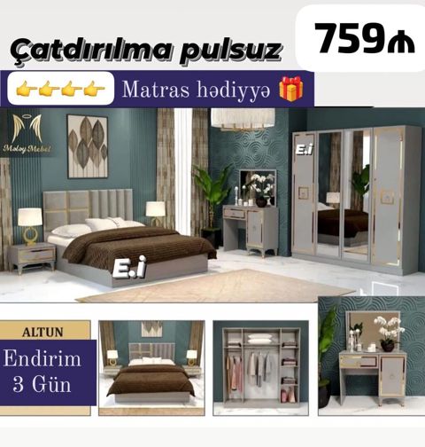 Yataq otağı dəsti – “Altun” model Tərkib: - 2 nəfərlik çarpayı — Mehdiabad