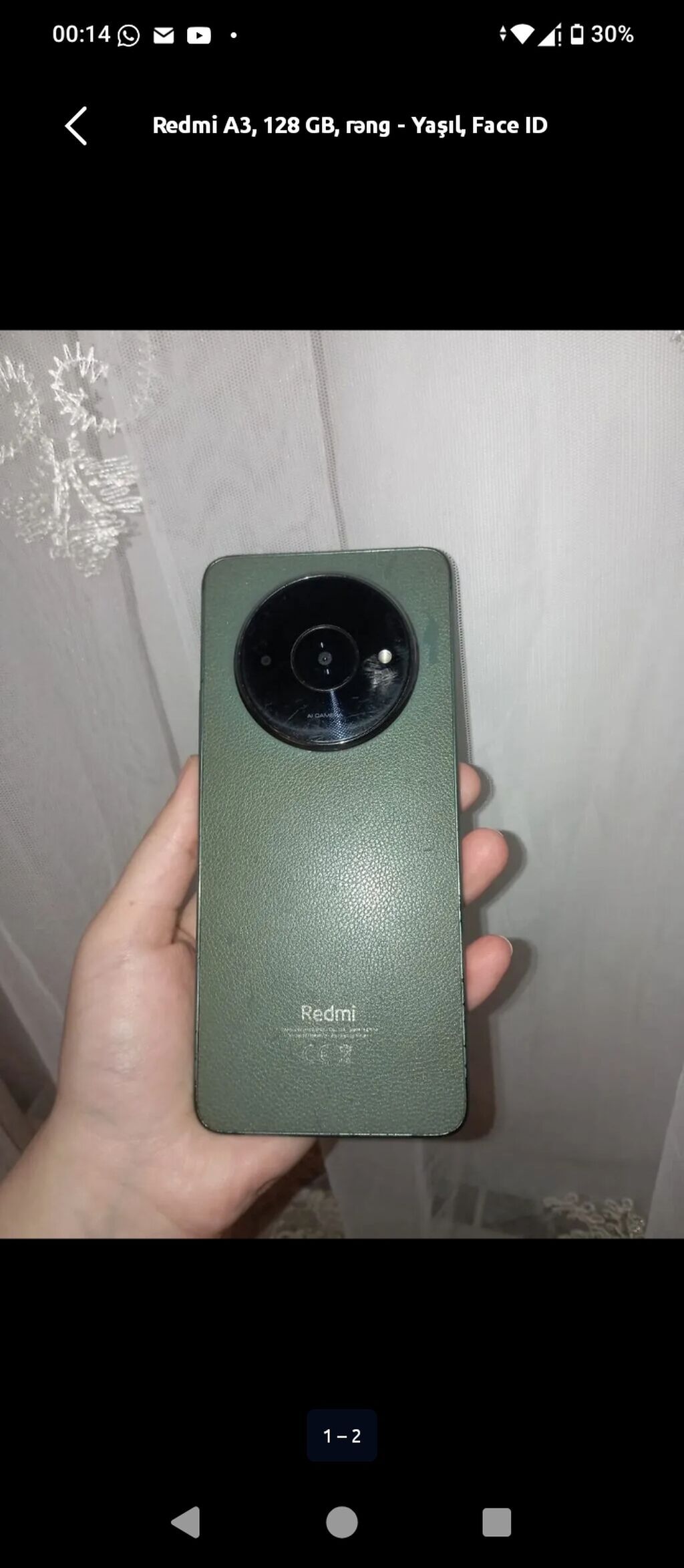 Redmi A3, 128 GB, rəng - Yaşıl, Face ID — Xiaomi, Bakı (3)
