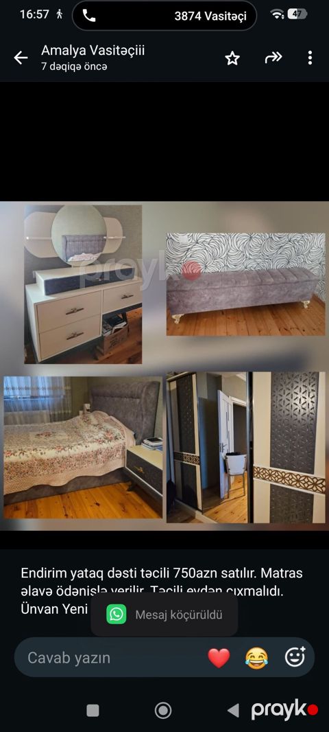 Endirim yataq dəsti 750azn satılır. Matras əlavə ödənişlə — Bakı