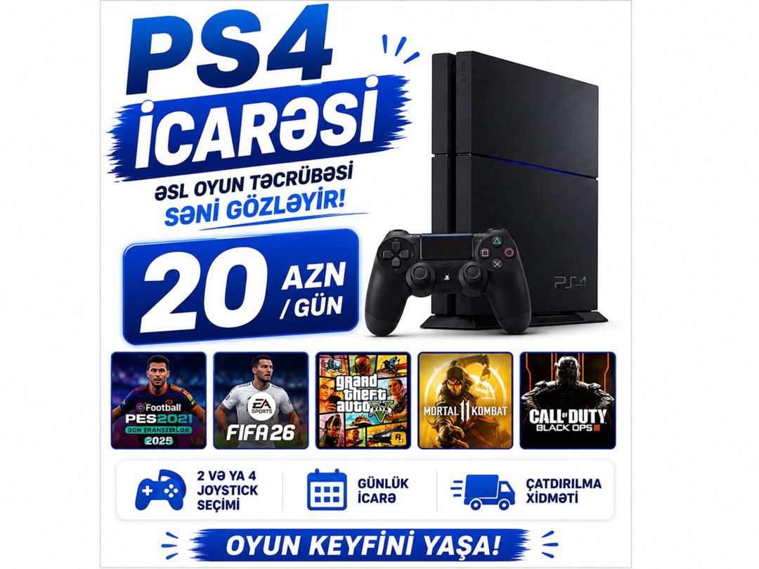 PlayStation 4 icarəyə verilir — Avadanlıq icarəsi, Bakı (2)