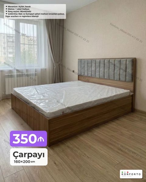 Çarpayı – 160×200 sm Xüsusiyyətlər: - Mexanizm: açılan, bazalı — Bakı