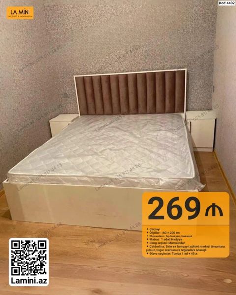Məhsul: Çarpayı (Kod: 4402) - Ölçü: 160 x 200 sm - Mexanizm — Bakı