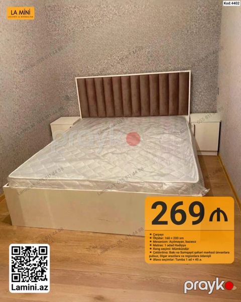 Çarpayı – Kod: 4402 - Ölçü: 160 200 sm - Mexanizm: Açılmayan — Bakı