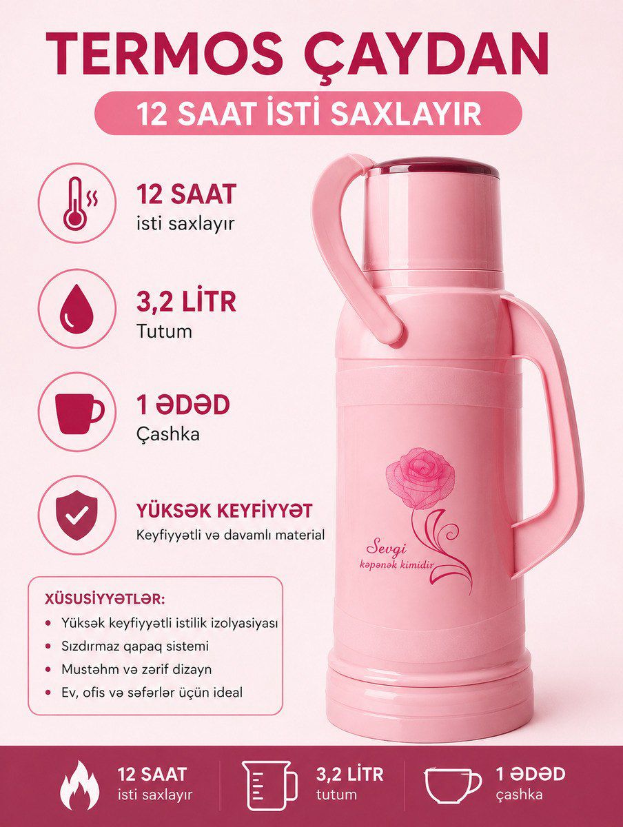 Termos 3,2Litr — Qablar və mətbəx əşyaları, Bakı (2)