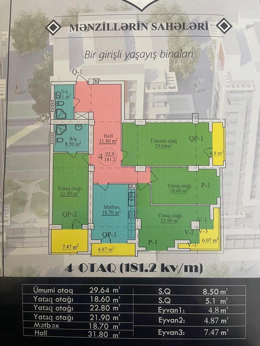 Satılır 4 otaqlı yeni tikili 181 m² — Mənzil, Bakı (2)