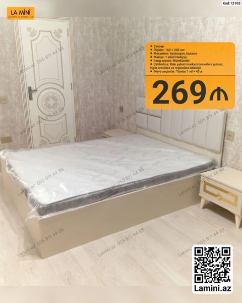 Məhsul: Çarpayı (Kod: 12103) Ölçü: 160 200 sm Mexanizm — Bakı