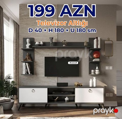 Televizor altlığı və divar rəfləri dəsti Ölçülər: - Dərinlik (D): 40 — Bakı