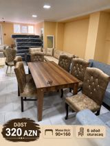 Yemək otağı üçün masa-stul dəsti - Dəst: 1 masa + 6 ədəd oturacaq — sabina mobilya — Mebel