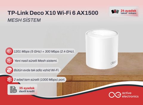Mesh Wi-Fi Sistemi TP-Link Deco X10 AX1500 (1-Pack) — Bakı