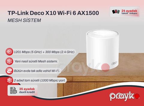 Mesh Wi-Fi Sistemi TP-Link Deco X10 AX1500 (1-Pack) — Bakı