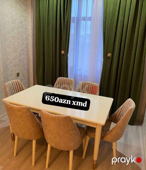 Yemək masası və 6 ədəd stul dəsti - Dəst: 1 masa + 6 stul - Masa