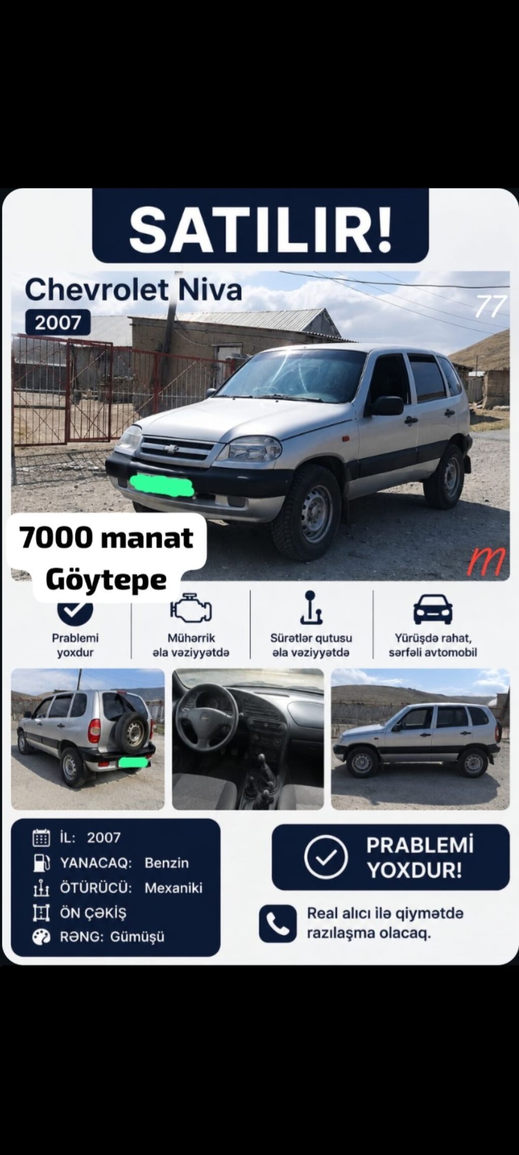 Chevrolet Niva, 2007 – Göytəpə - Qiymət: 7000 manat - Yanacaq: Benzin — Avtomobillər, Masallı