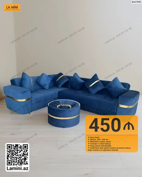 Məhsul: Künc divan + puff Xüsusiyyətlər: - Ölçü: 280 200 sm — Bakı