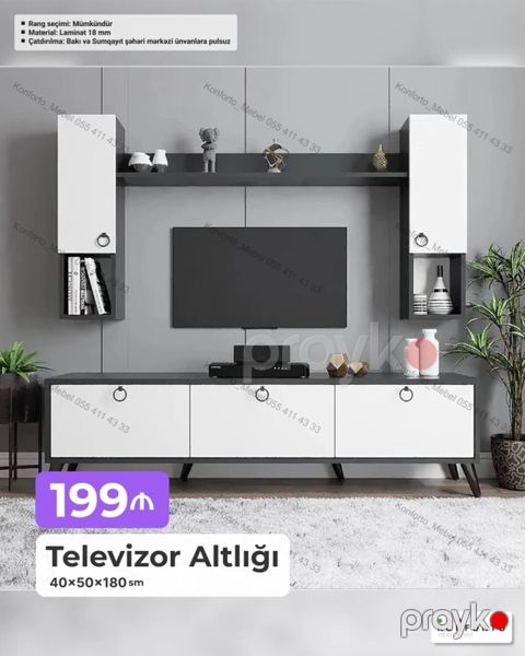 Televizor altlığı və asma modullar dəsti Ölçülər: - 40 50 180 sm — Bakı