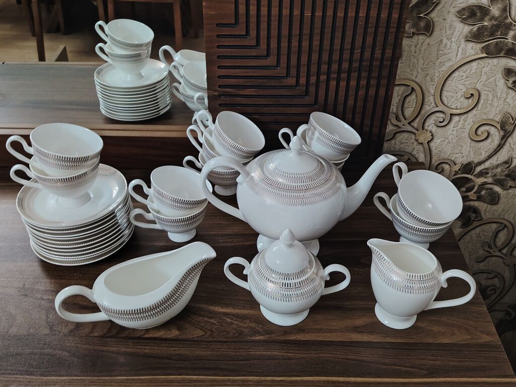 Çay dəsti, rəng - Ağ, Farfor — Süfrə qabı, Bakı (4)