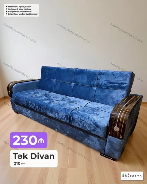 Tək divan – 210 sm - Mexanizm: açılan, bazalı (daxili saxlama yeri) — Bakı