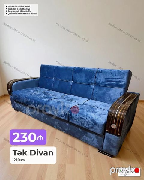 Tək divan – 210 sm - Açılan, bazalı mexanizm: gündəlik istifadə və — Bakı