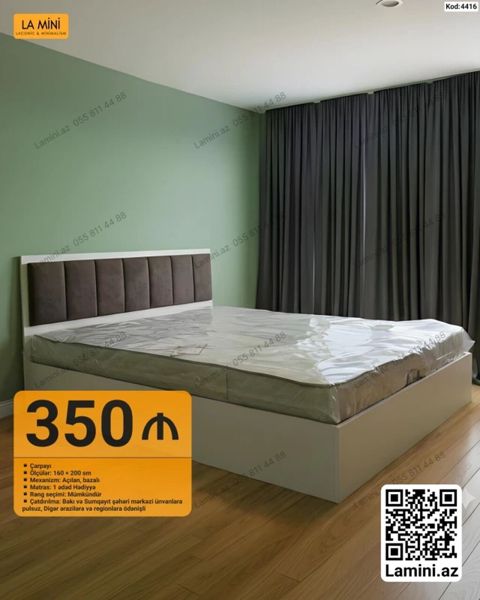 Məhsul: Çarpayı (Kod: 4416) - Ölçü: 160 x 200 sm - Mexanizm — Bakı