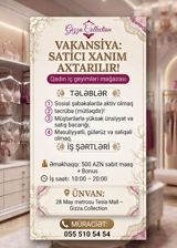 Satış məsləhətçisi tələb olunur, Yalnız qadınlar üçün, 30-45 yaş, 1-2 illik təcrübə, Ayda 2 dəfə ödəniş — Продажи