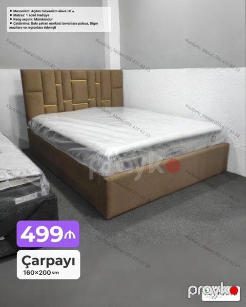 Çarpayı – 160×200 sm - Dəyəri: 499 (şəkildə göstərilib) - Dəst: 1 — Bakı