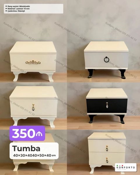 Tumba – klassik dizaynlı, 1 və 2 çekmeli modellər Ölçü: 40×30×40 və — Bakı