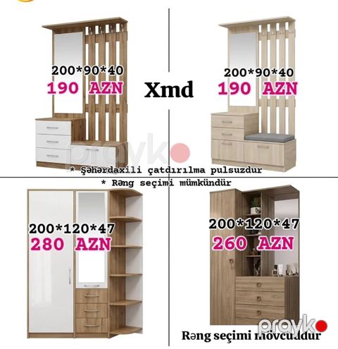 Dəhliz mebelləri – müxtəlif modellər və ölçülər - Model 1: Asılqanlı — Mehdiabad