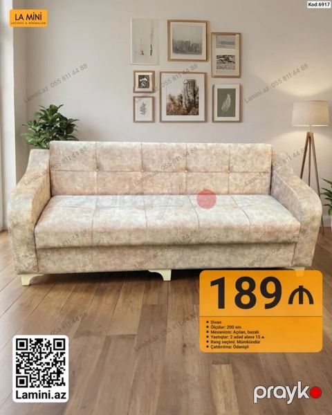 Məhsul: Divan (Kod: 6917) Xüsusiyyətlər: - Ölçü: 200 sm - Mexanizm — Bakı