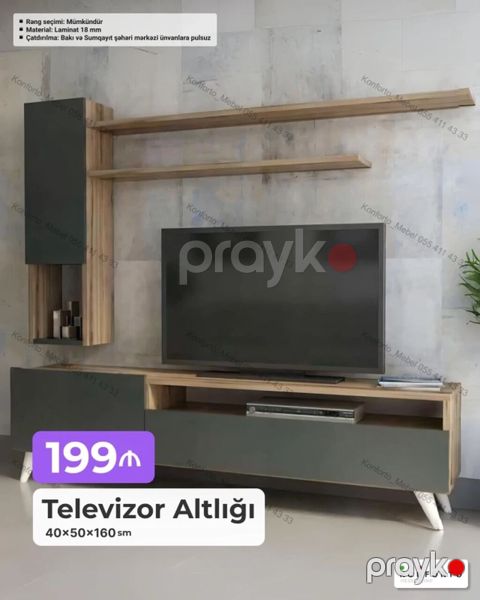 Televizor altlığı dəsti - Ölçü: 40 50 160 sm - Material: 18 mm — Bakı