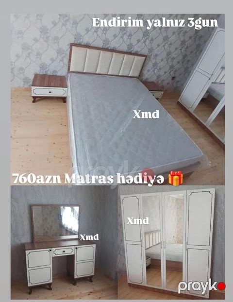 Yataq otağı mebel dəsti Tərkibi: - Çarpayı başlığı ilə (mattress — Bakı