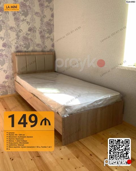 Çarpayı – Kod: 6983 - Ölçü: 90 200 sm - Mexanizm: Açılmayan — Bakı