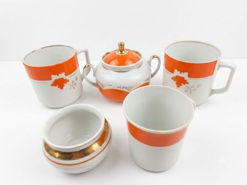 Çay dəsti, rəng - Ağ, Farfor, Ssri — Dining tableware