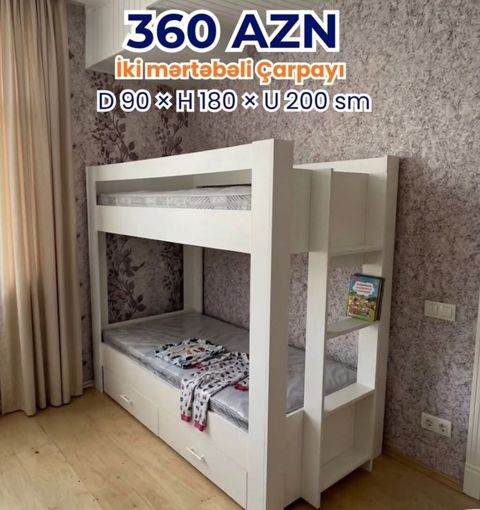 Oğlan və qız üçün, Yeni, Çarpayı, Matras ilə, Siyirməli, Taxta — Bakı