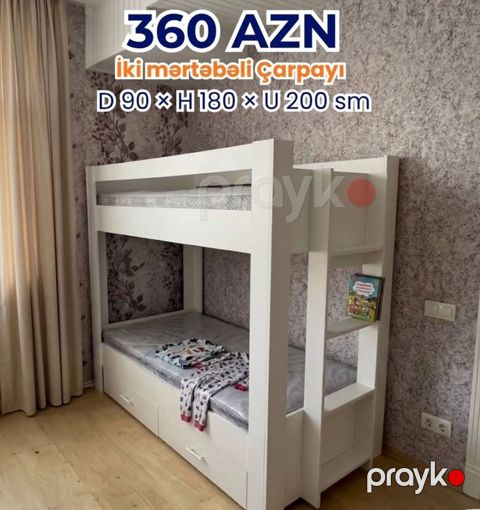 Oğlan və qız üçün, Yeni, Çarpayı, Matras ilə, Siyirməli, Taxta — Bakı
