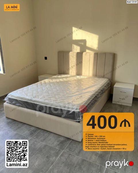 Çarpayı – kod: 13141 - Ölçü: 160×200 sm - Mexanizm: Açılmayan — Bakı
